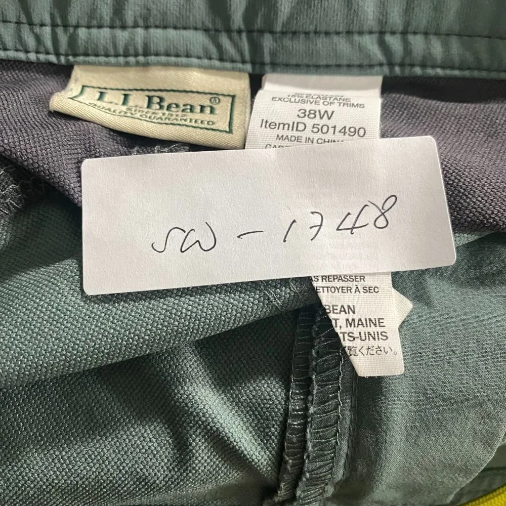 L.L. Bean‎ Board Shorts Men's Size 38W Green Nylon Blend Paddle SW-1748